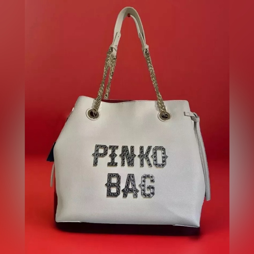 White & Red Handbag Pinko Red Inner Lining Galatea New RARE HTF Shoulder Bag